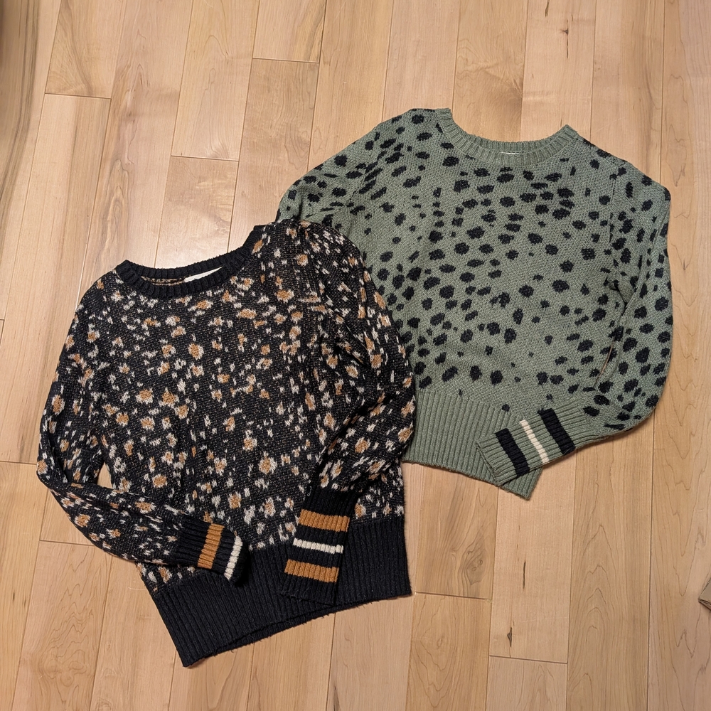 Saltwater LUXE Leopard Print Sweater Duo - Black and Green